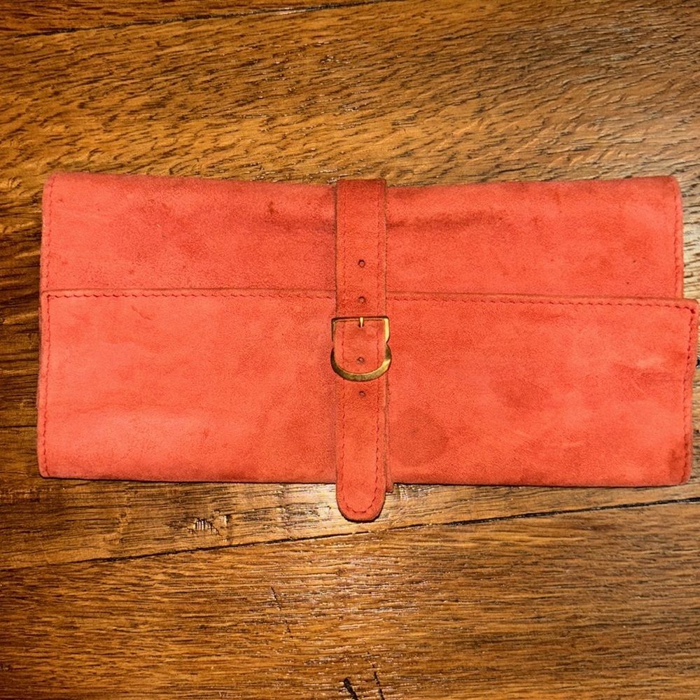Vintage Leather Suede Jewelry Roll from England